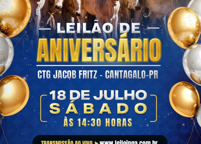 3º Leilão Aniversário CTG - Gado de Corte - CANTAGALO-PR