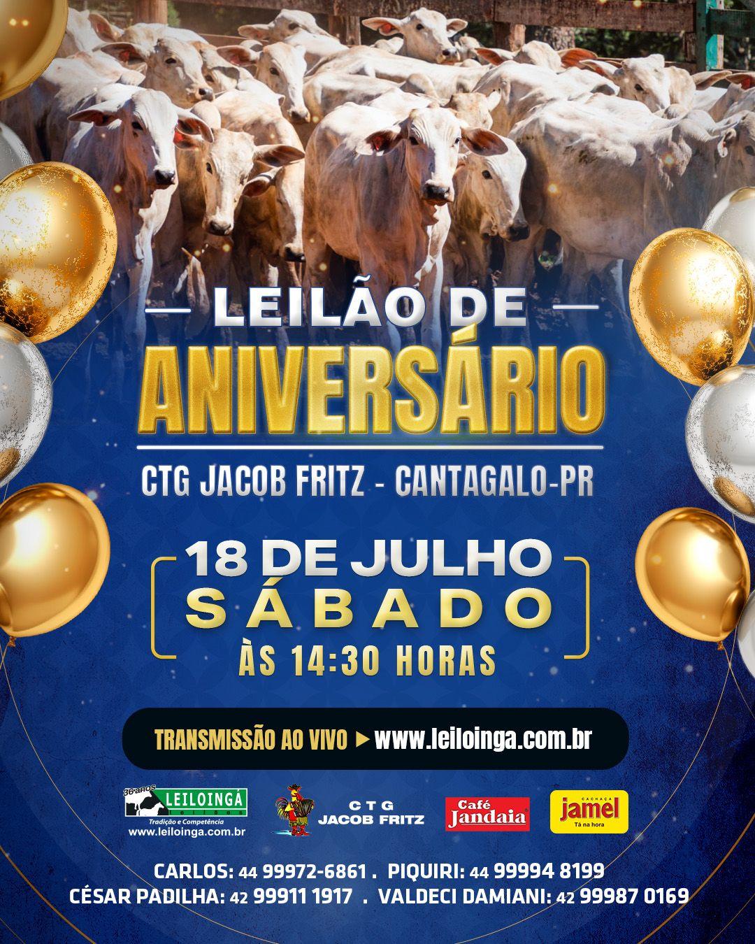 3º Leilão Aniversário CTG - Gado de Corte - CANTAGALO-PR